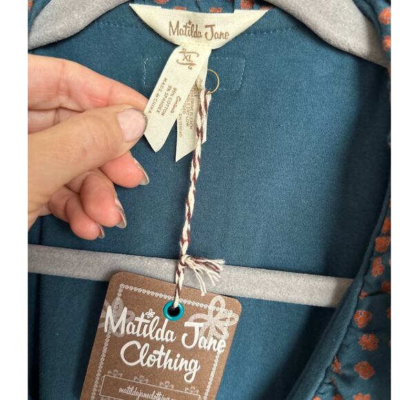 Matilda Jean Women's Teal and Orange Reunion Wrap Ruffle Dress, Size XL, NWT - Picture 2 of 6